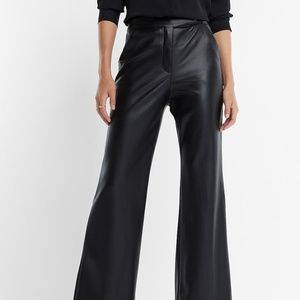 Express - Super High Waisted Faux Leather Flare Trouser Pant